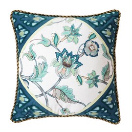 patdrea Designer Classy Throw Pillow Covers 18x18 Inch,Green Elegant Idyllic Velvet Leaf Stripe Floral Pattern,Decorative Square Pillowcases Cushion for Bed Living Room Outdoor Car