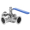 DERNORD 2" Tri Clamp Sanitary Ball Valve, 3-Way Ball Valve