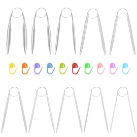 VEGCOO Circular Knitting Needles 10pcs 40cm Circular Knitting Needles Sizes 2/2.5/3/3.5/4/4.5/5/6/8/10mm Round Crochet Hooks for Home or Work