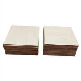 50 Pack Unfinished Wood Sheets, 12.5 x 12.5 x 0.2cm Square Plywood Sheets, Basswood Wooden Board for DIY Crafts, Painting, Engraving