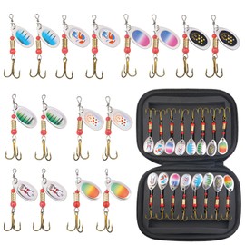 16 Pcs Fishing Spinners with Storage Box, Fishing Bait with High Reflectivity, Trout Lures with Hook for Freshwater Fishings, Multi Colored Spinners for Fishings Enthusiasts