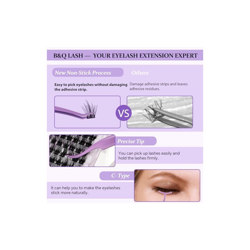 B&Q Eyelash Applicator Tool 3 PCS Lash Applicator Tool Kit