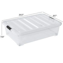 Parlynies 50 Quart Large Under Bed Storage Box, Clear Plastic Under Bed Storage Bin with Wheel, Set of 3