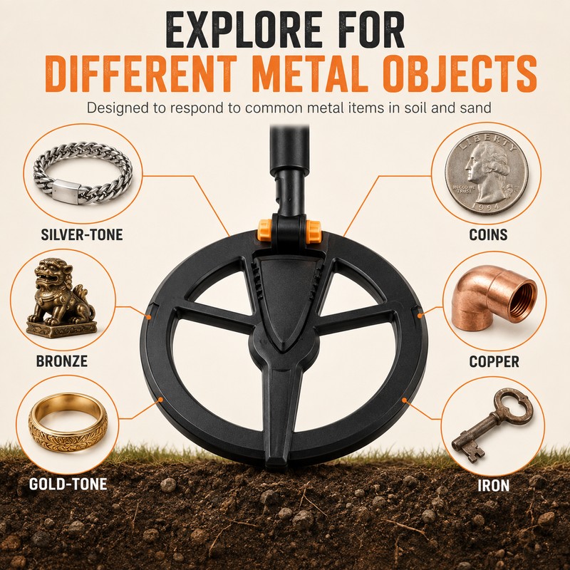 Handheld Metal Detector for Treasure Hunting - Waterproof Search Coil