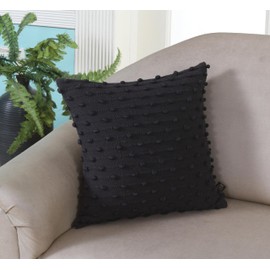 5M House of MV Miranda Set of 2 Cushion Covers | 70% Cotton, 30% Micro Polyester | Corduroy Pom Pom Detailing | 45x45 cm | Machine Washable | A Trendy Twist to Home Décor, Sofa & Bed