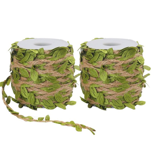 tenn well 2 Rolls Leaf Ribbon, 66 Feet Green Ribbon