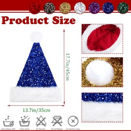 Silver Santa Hat Christmas Hats 35 * 45cm for Adults,Kids,Shiny Sequin Xmas Hat Plush Santa Claus Hat,Unisex Velvet Father Christmas Hat Costume,Christmas Party Hats Cap for Xmas New Year Party Gifts