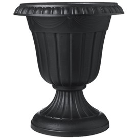 PL20BK Classic Traditional Plastic Urn Planter Indoor/Outdoor, 10" x 12", Black