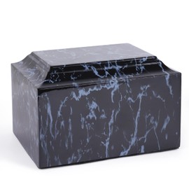 Black Classic Cultured Marble Cremation Urn for Adult Ashes, Adult Sized Memorial Urn for Ground Burial or Home Memorial