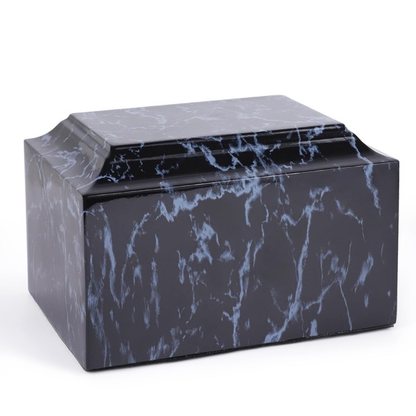 Black Classic Cultured Marble Cremation Urn for Adult Ashes, Adult