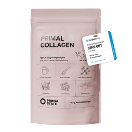 Primal State Primal State® Collagen Pulver [460g] - Geschmacksneutral - Bioaktives Kollagen Hydrolysat - Peptide Typ 1 und 3 - Perfekte Löslichkeit