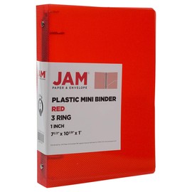 JAM PAPER Plastic 1 inch Mini Binder - Red 3 Ring Binder - Sold Individually
