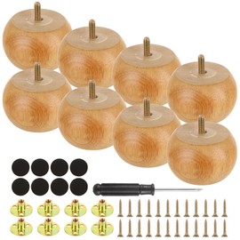 Acrux7 2 Inch Wood Bun Feet for Furniture Set of 8 Solid Wooden Sofa Legs, Small Round Bun Feet Replacement for Cabinet, Sofa, Couch, Dresser, Ottoman, TV Stand, Nightstand