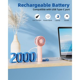 Edvision Mini Handheld Fan, Powerful 3 Speed Portable Personal Fan, Cute and Pocket Design, USB Rechargeable for Makeup/Lash/Travel/Outdoors, Summer Gift for Stylish Girls Women Kids-Pink