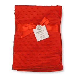 Baby Velour Bubble Wrap Blanket with Fleece Back and Satin Trim (Red)