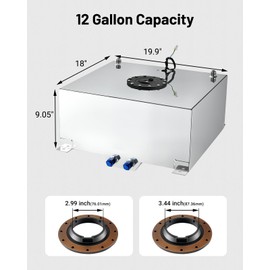EVIL ENERGY 12 Gallon Fuel Cell Gas Tank Aluminum with Level Sender Street Drift Silver