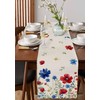 Independence Day Table Runner Red and Blue Flowers Table Runners
