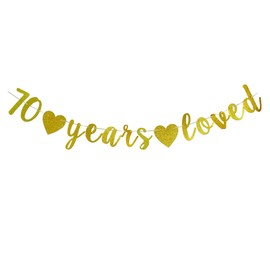 70 Years Loved banner Happy 70th Birthday Party Sign,70Th Anniversary/Birthday Party Decorations Supplies