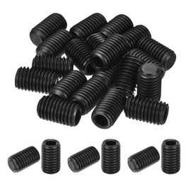 sourcing map 20Pcs Hex Socket Grub Screw, M12x20mm 304 Stainless Steel Head Socket Set Screws Flat Point Grub Bolt for Door Handles, Light Fixture Repair, Black