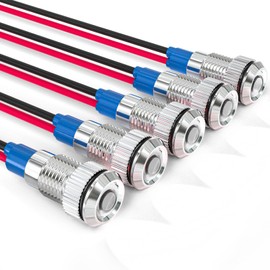 GASHER 5 PCS Energy Saving Indicator Light, LED Light 12V/24V/110V 20mA Panel Mount Light for Car Truck Boat Auto Part, Mounting Hole Size 8mm(5/16inch) White LED (12V)