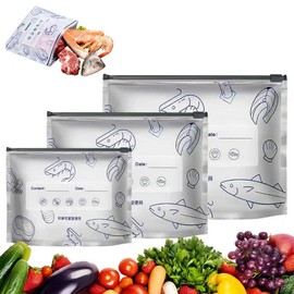 30Pcs Reusable Aluminum Foil Sealable Storage Bags, Upgrade Reusable Food Storage Bags with Label and Zip Lock, Aluminum Foil Bags for Food, Vegetable Fruit Meat (10*S+10*M+10*L)