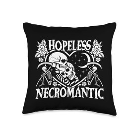 Ritual Moon Hopeless Necromantic Death Positive Skeletons and Reapers Throw Pillow, 16x16, Multicolor
