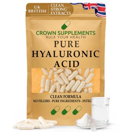Pure Hyaluronic Acid Capsules | Clean Sodium Hyaluronate and Glucuronic Acid Formula | Firmer Skin Smoother Plumper Skin | Crown Supplements (270 Capsules)