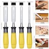 GREBSTK 4PCS Wood Chisel Set, Burr-Free CR-V Steel Beveled Blades,