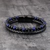 Unbranded Lapis Lazuli Obsidian Beads Men's Braided Leather Bracelet Magnetic