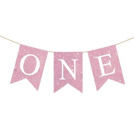 ONE Burlap Banner Rose Gold Banner for Nursery Decor Rose Gold Glitter 1st One Birthday Banner First Birthday Decorations High Chair Banner Baby Birthday Party Decorations