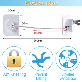 Niviy Pack of 3 Drawers, Child Lock, Fridge Lock with Key, No Drilling, White Cupboard Child Lock for Washing Machine, Wardrobe, Fridge, Window, Protects Children and Pets