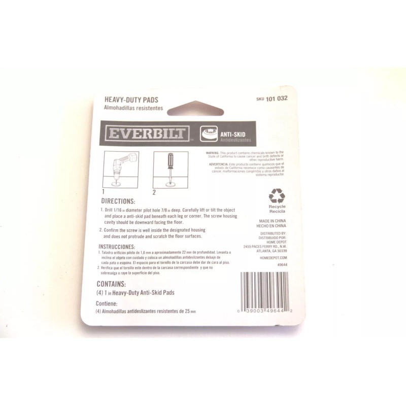 Everbilt Heavy Duty Anti Skid Rubber Pads 1 In. (4