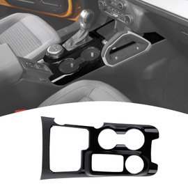 PDKLIN for Bronco Center Console Gear Shift Panel Trim Cover Cup Holder Frame for Ford Bronco 2021 2022 2023 Black Interior Accessories