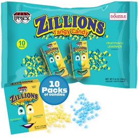 DOUzzle Graduation Treats - Zillions Tangy Candy, Sour Fruit Punch (10 Count, Pack of 1) Individually Wrapped, Party Favor, Goodie Bag & Pinata Filler - Kosher Parve