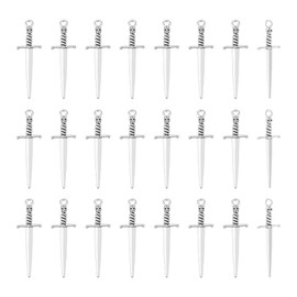 UNICRAFTALE - 40 piezas de estilo tibetano, espada de aleación grande, colgantes de 58 mm, para amantes de los libros, cifras de anime de plata antigua, decoración de espada, dije para hacer joyas,