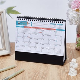 PLIGREAT Small Desk Calendar 2025 Standing 2025 Desk Calendar Black Standing Flip Desktop Calendar for Home Office School Supplies Monthly Flip Desktop Calendar with To Do List