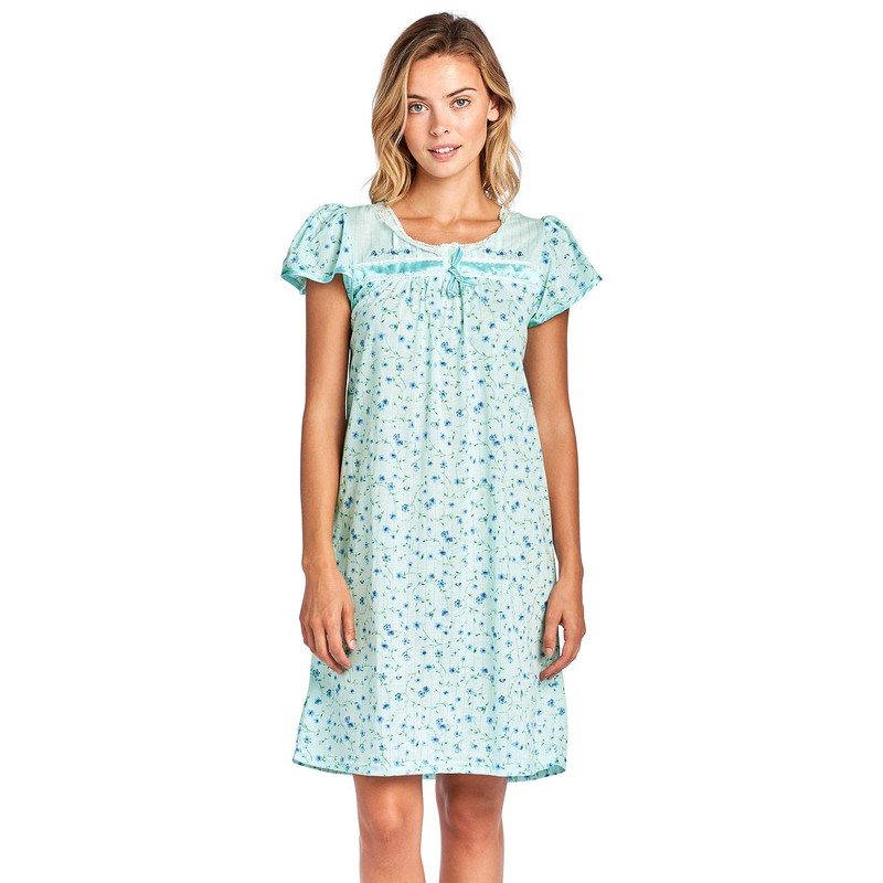 Casual Nights Women's Cap Sleeve Floral Nightgown - Green -