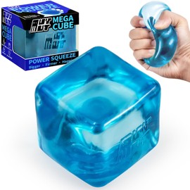 Premium MEGA Cube – Extra Large Ultra-Firm Gel Squishy Fidget Toy | Stress Balls for Adults with Non-Sticky, Odor-Free Shell & Reinforced Dual Leak-Proof Seals for Heavy-Duty Use | 1-Pack Blue