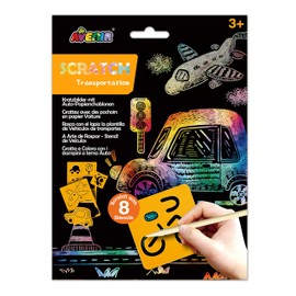 Scratch Book with Stencils - Transport Theme, A Combination of Scratch Art and Stencils for Children Ages 3+, Arts and Crafts for Children, Orange