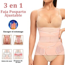 ALIYU Faja Post Parto y Post Cesarea, 3 en 1 Fajas Postparto Cesarea para Mujer y Maternidad, Soporte de Espalda, Aliviar el Dolor pélvico, Lumbar (M)