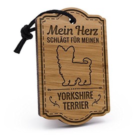Fashion Alarm Key Fob My Heart Beats For My Yorkshire Terrier, Wood Engraved Birthday Gift Breed Dog
