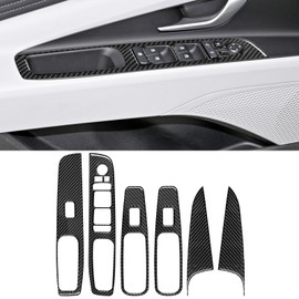 YAMUDA Compatible with 6 PCS Rising Window Panel Soft Carbon Fiber Decorative Accessories for Hyundai Elantra 2021 2022 2023 2024(Black)