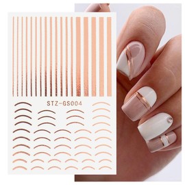 DOACT Pegatinas para Uñas de Línea Francesa, Pegatinas para Uñas Autoadhesivas Brillantes, Pegatinas Decorativas para Uñas con Diseño Artístico, Calcomanías para Uñas, Calcomanías para