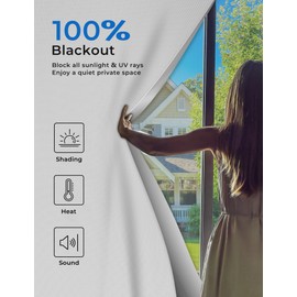 Sumobaby Blackout Curtains Portable 114"x57",Blackout Blinds with Heat-Resistant Hook&Loop Tapes,100% Black out Window Cover,Blinds for Windows Easy to Cut Fit for Baby Room,Nursery and TV Room(White)