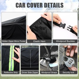 Waterproof Car Cover Compatible with 1928-1931 Ford Model A Sedan/Convertible Sedan Accessories, 210T All Weather Car Covers with Zipper&Lock for Car Dust Snow Rain Hail Protection
