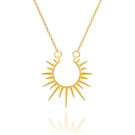 Sun Necklace for Women Dainty Sun Necklace Simple Sun Choker Necklaces Minimalist Trendy Sun Pendant Jewelry Gifts (A: gold sun necklace)