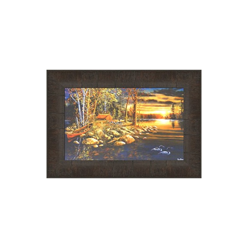 Wake Up Call by Jim Hansel 11x15 Loons Tent Canoe