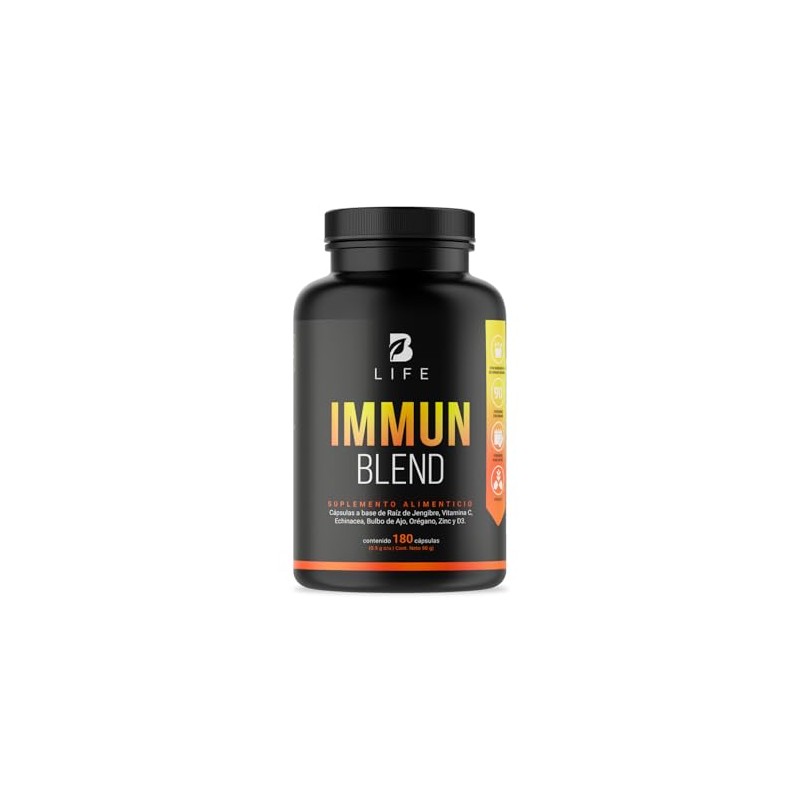 Immun Blend 180 Cápsulas 1000 Por Porción Jengibre Vitamina Zinc