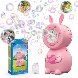 Panacare Rabbit Bubble Machine, Bubble Toy Children 5000+ Bubbles / Min with Bubble Solution for Wedding/Birthday/Party/Easter, Outdoor Gift for Boys and Girls 345678 (Pink)