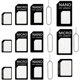 4 in 1 Nano SIM Karten Adapte, 4 Set Nano-SIM Adapter mit SIM-Auswurfstift, kompatibel mit Smartphone, SIM und Micro SIM Karten Adapter Set für Smartphone, passgenau, Nano zu Micro, Nano zu Standard